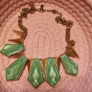Elegant Gold and Green Geometric Necklace